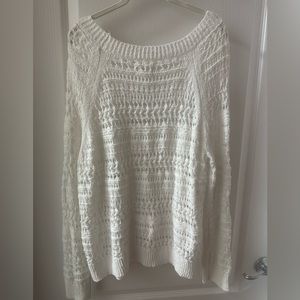 Lou and Grey White Open Knit Sweater Size L